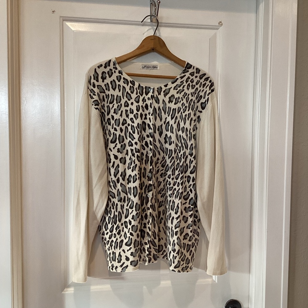 Jessica ash Animal print button down sweater